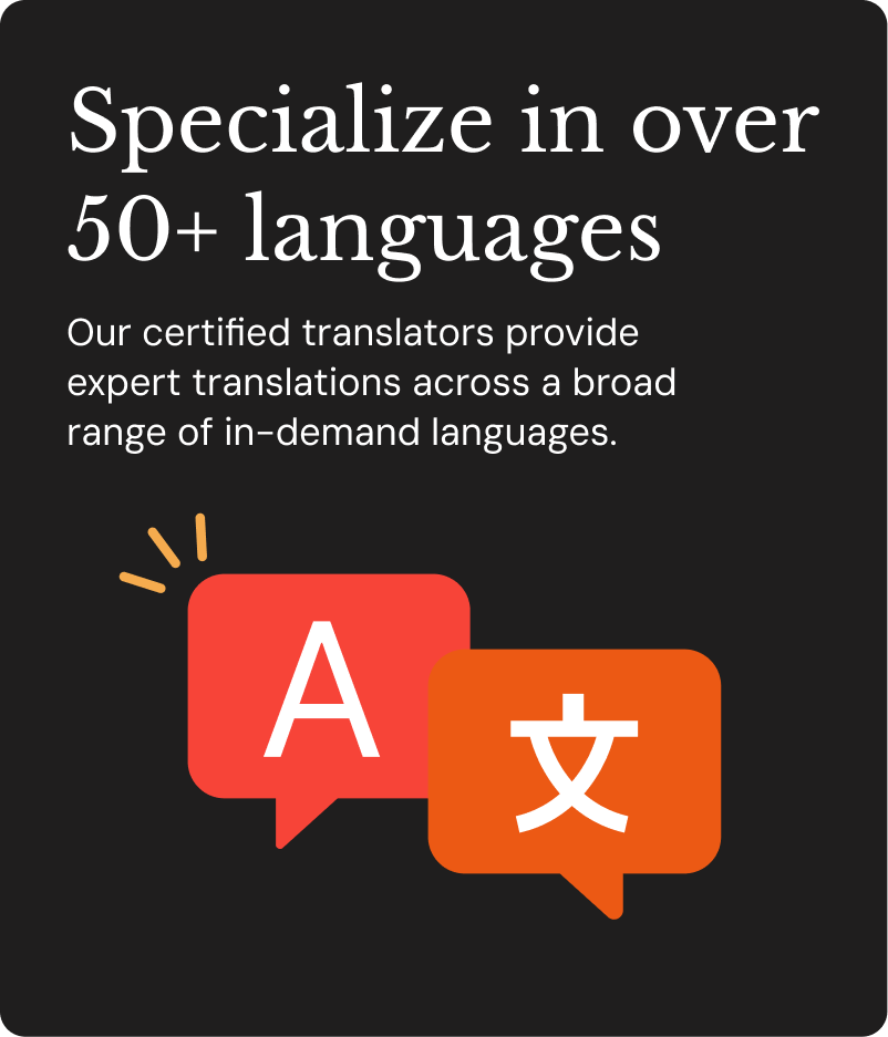 Specialize in over 50+ languages Specialize in over 50+ languages
